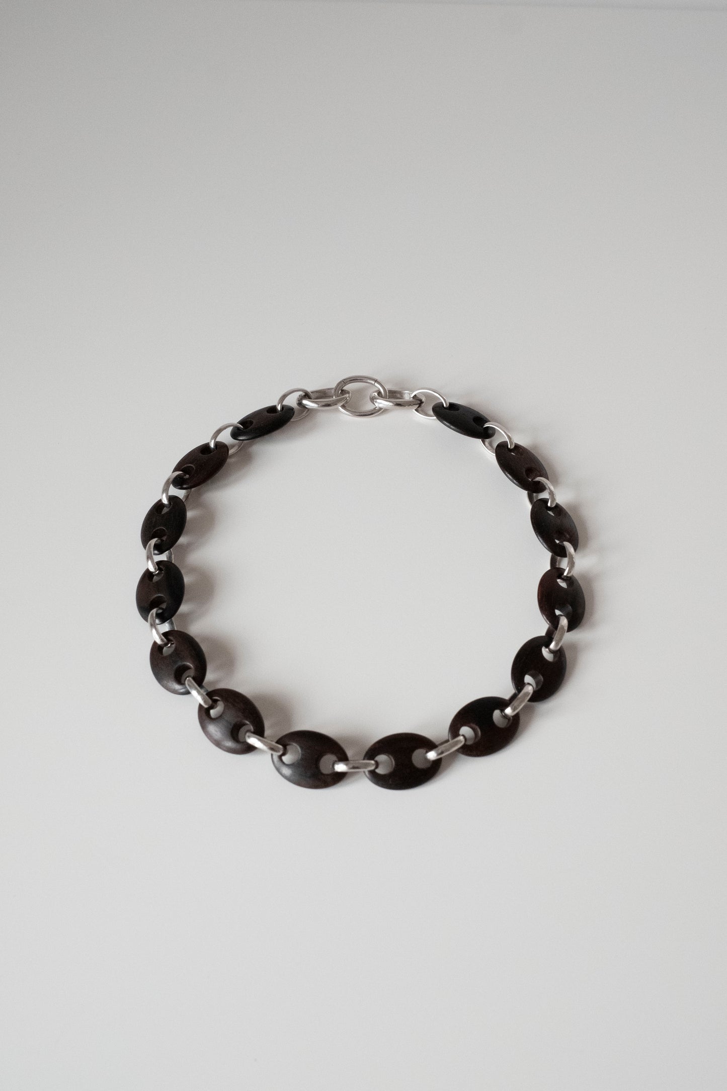 Mini Oval Ebony Link Chain Necklace
