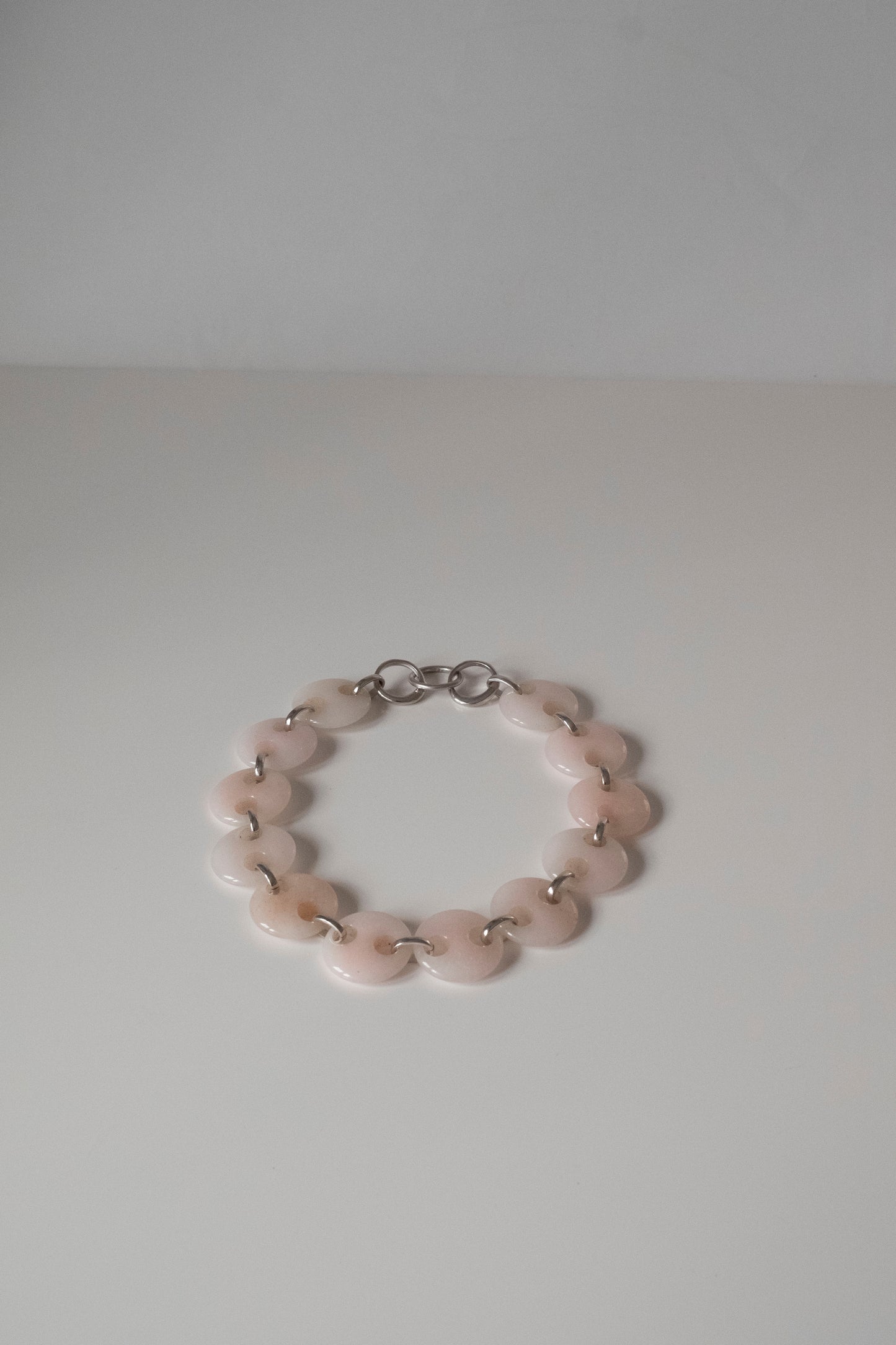 Circle Pink Quartz Link Chain Necklace