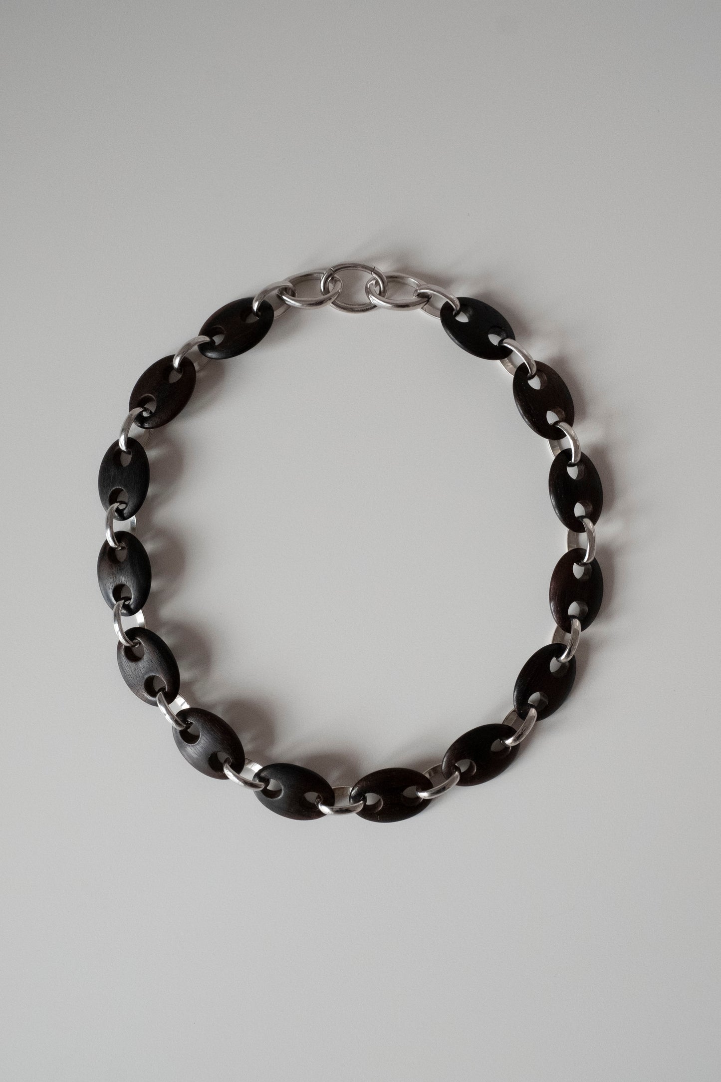 Mini Oval Ebony Link Chain Necklace