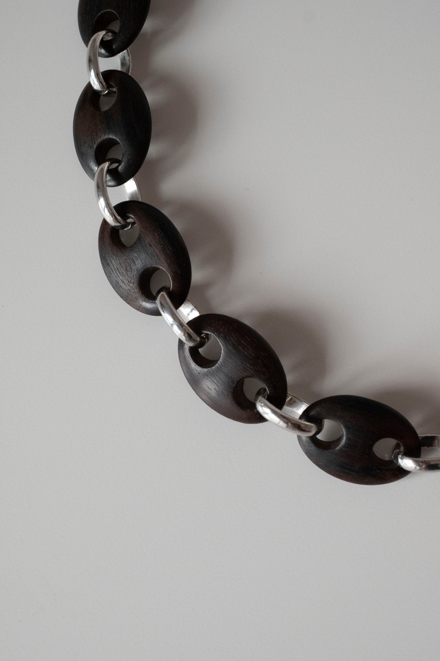 Mini Oval Ebony Link Chain Necklace