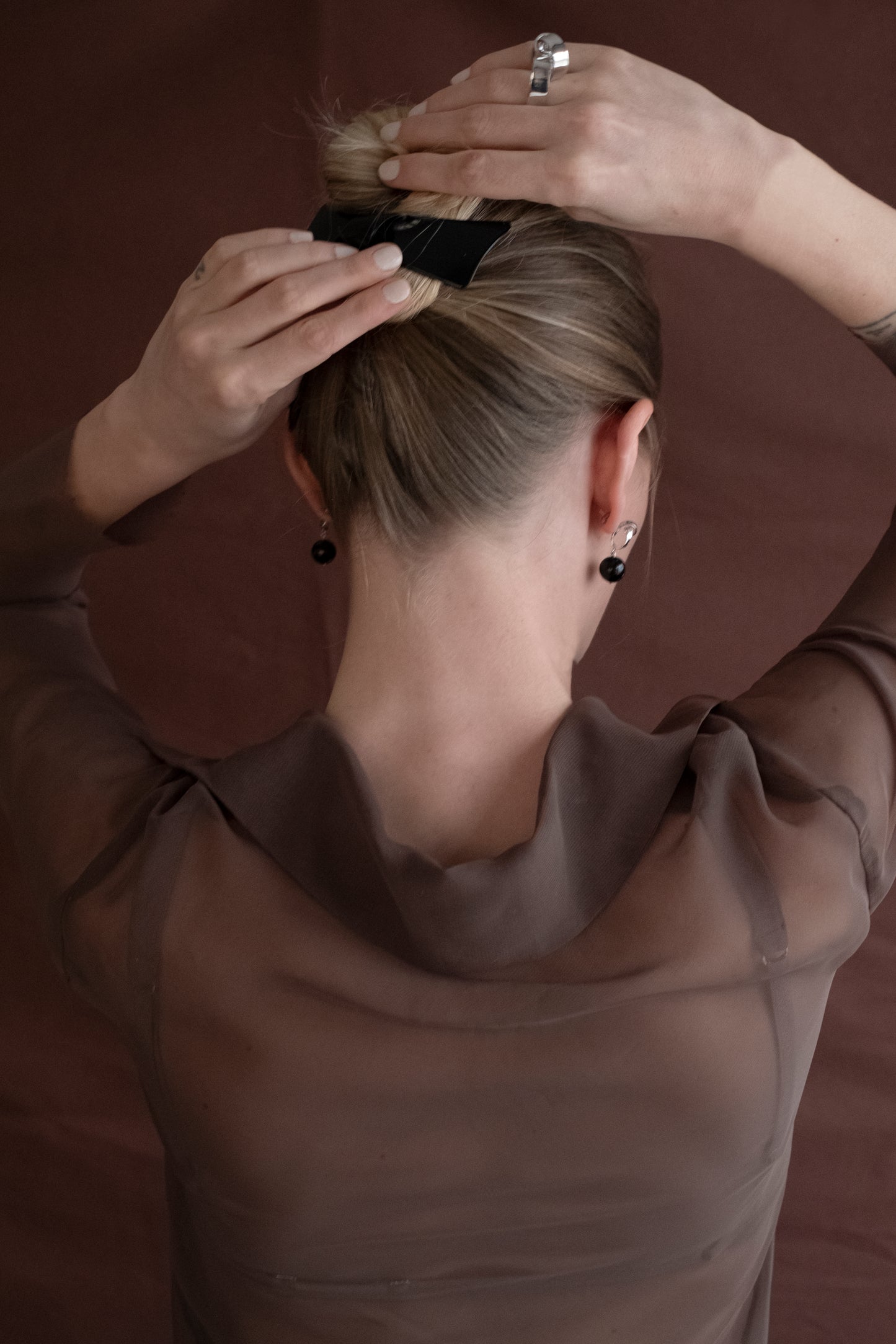 Mini Tendril Earrings w/Onyx