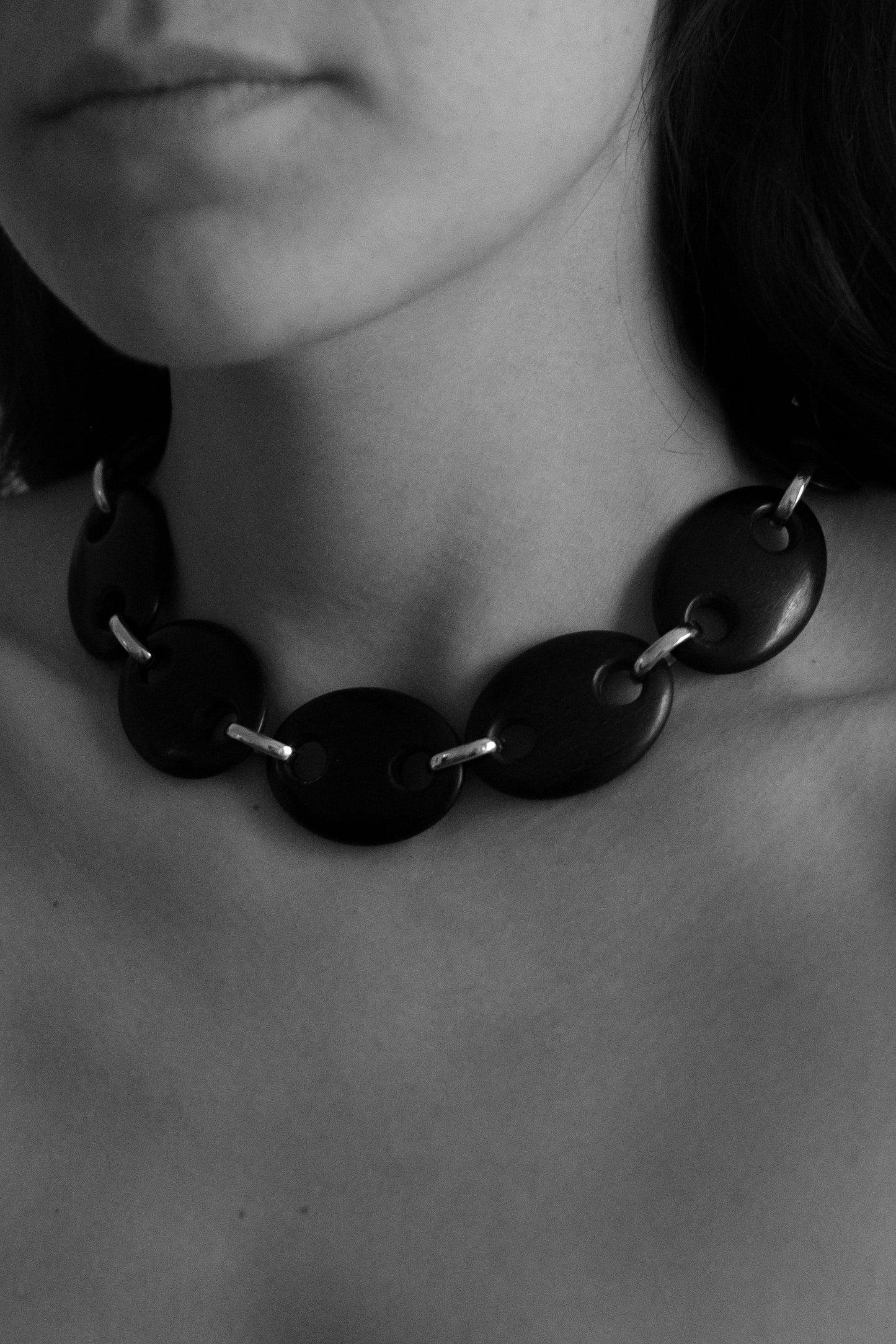 Oval Ebony Link Chain Necklace