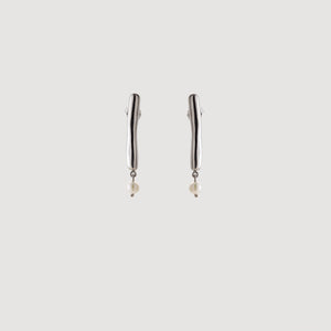 Line Earrings w/Single Pearl
