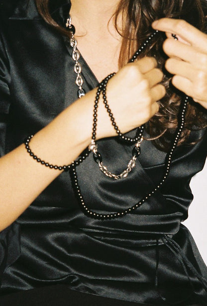 Onyx Sailor Mesh Chain Necklace