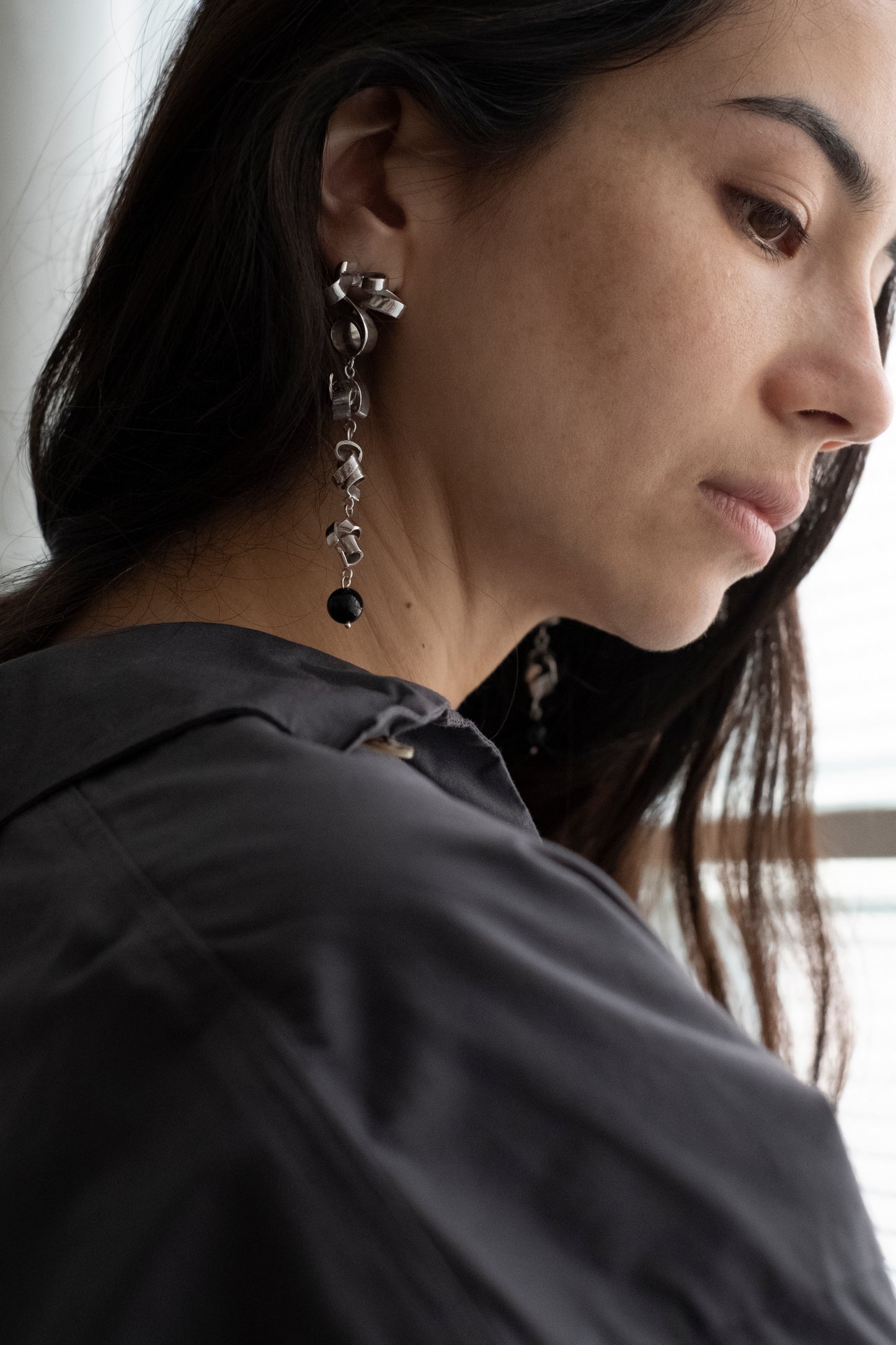 Tendril Earrings w/Onyx
