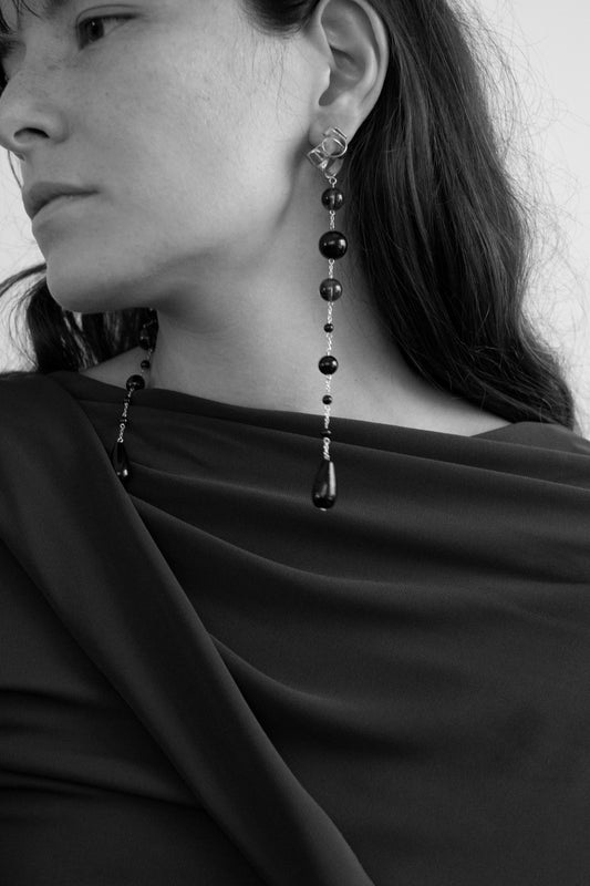 Tendril Mixed Onyx Earrings