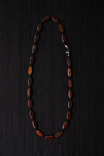 Mini Oval Red Tiger Eye Necklace