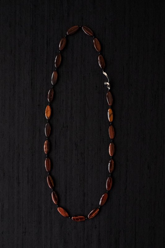 Mini Oval Red Tiger Eye Necklace
