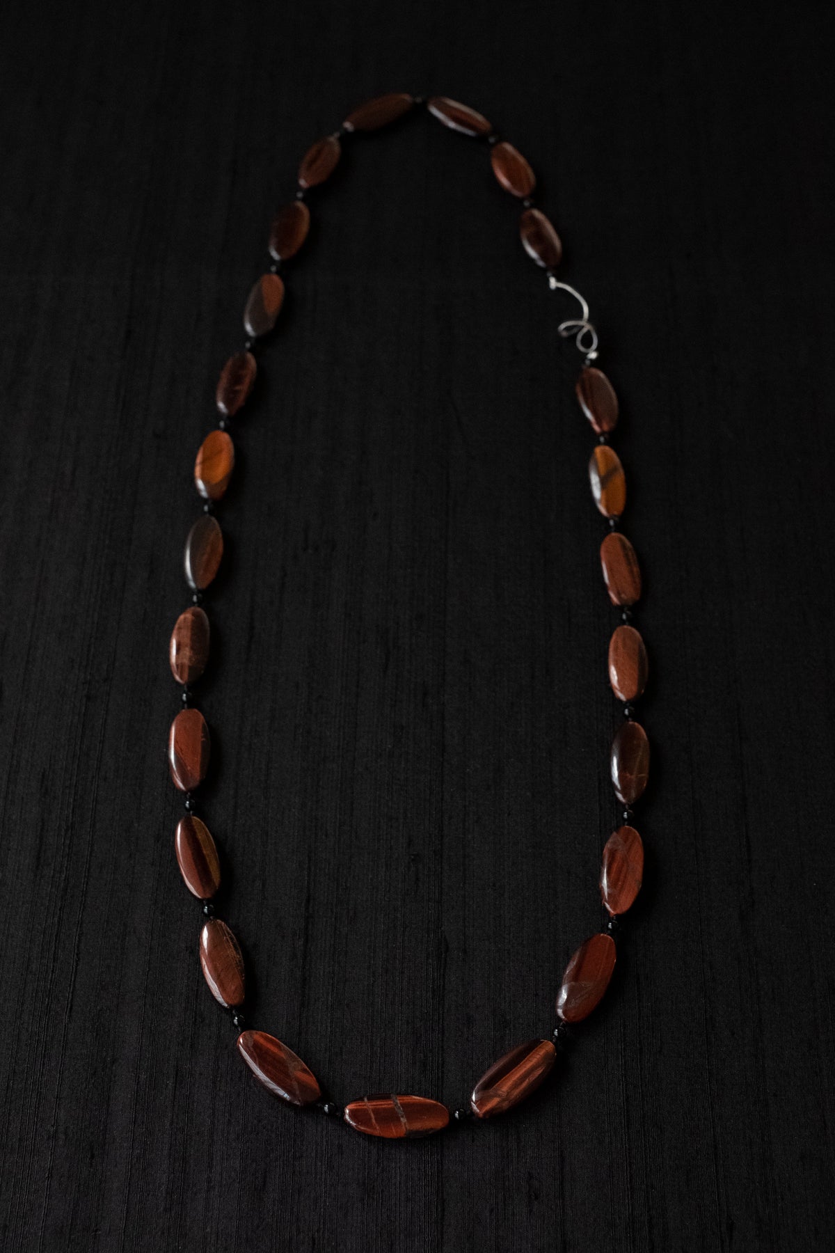 Mini Oval Red Tiger Eye Necklace