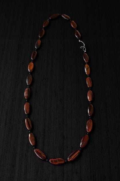 Mini Oval Red Tiger Eye Necklace