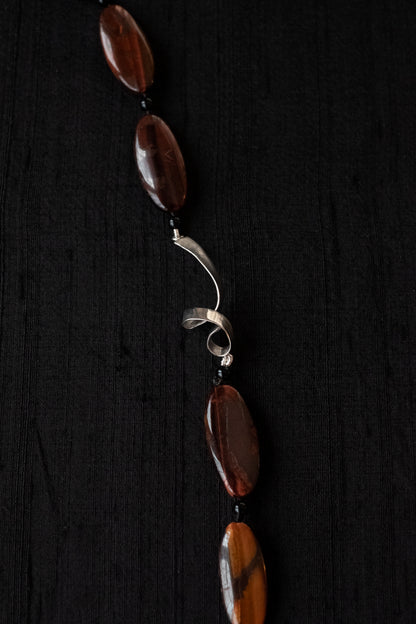 Mini Oval Red Tiger Eye Necklace