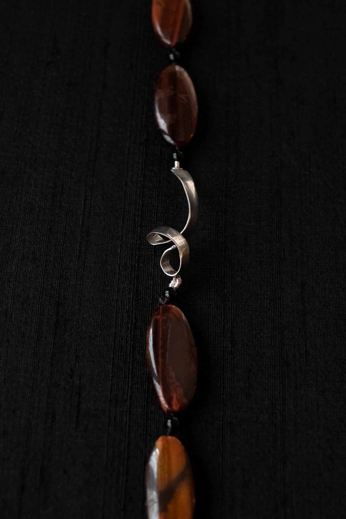 Mini Oval Red Tiger Eye Necklace