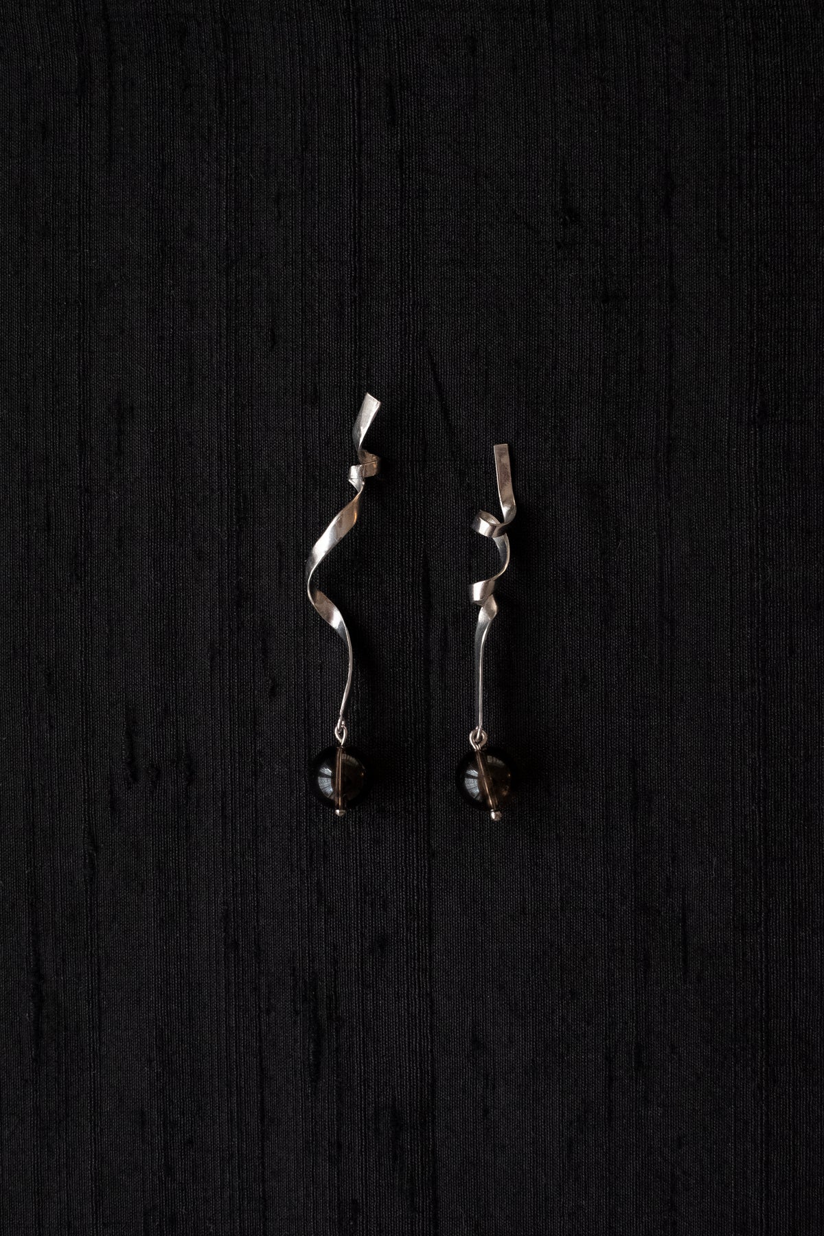 Ribbon Earrings w/ Smoked Quartz