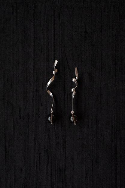 Ribbon Earrings w/ Smoked Quartz