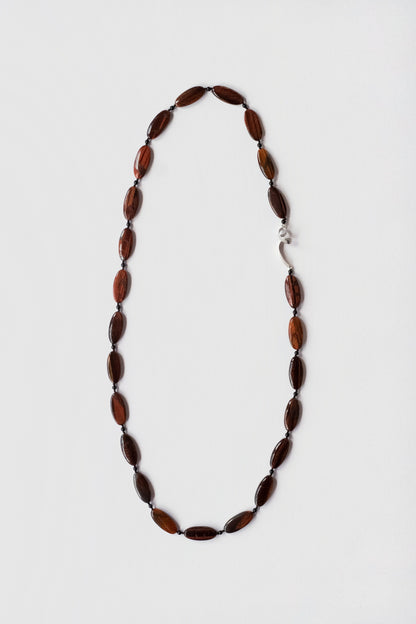 Mini Oval Red Tiger Eye Necklace