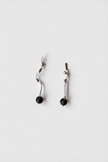 Ribbon Earrings w/ Smoked Quartz