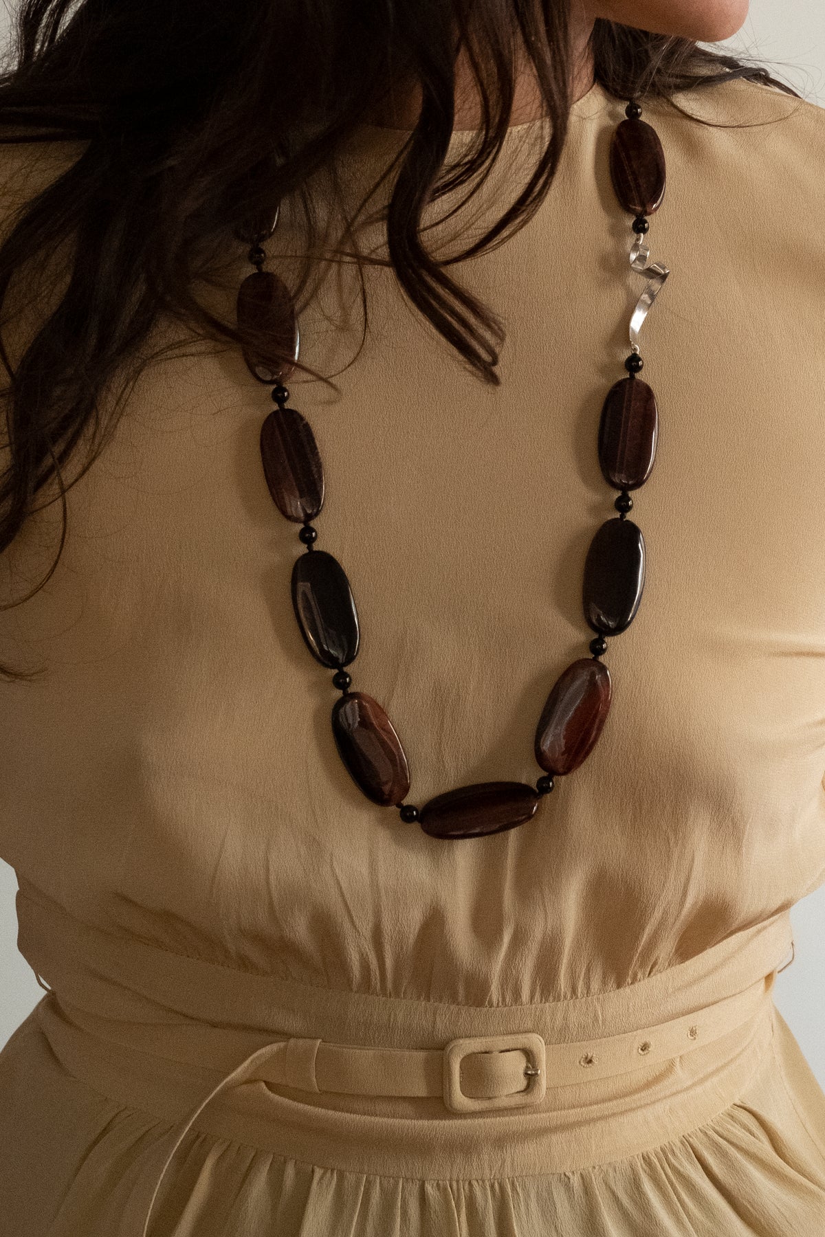 Large Oval Red Tiger Eye Necklace