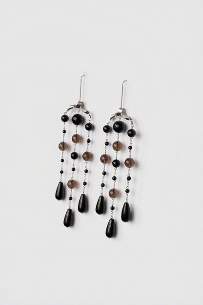 Mixed Onyx Chandelier Earrings