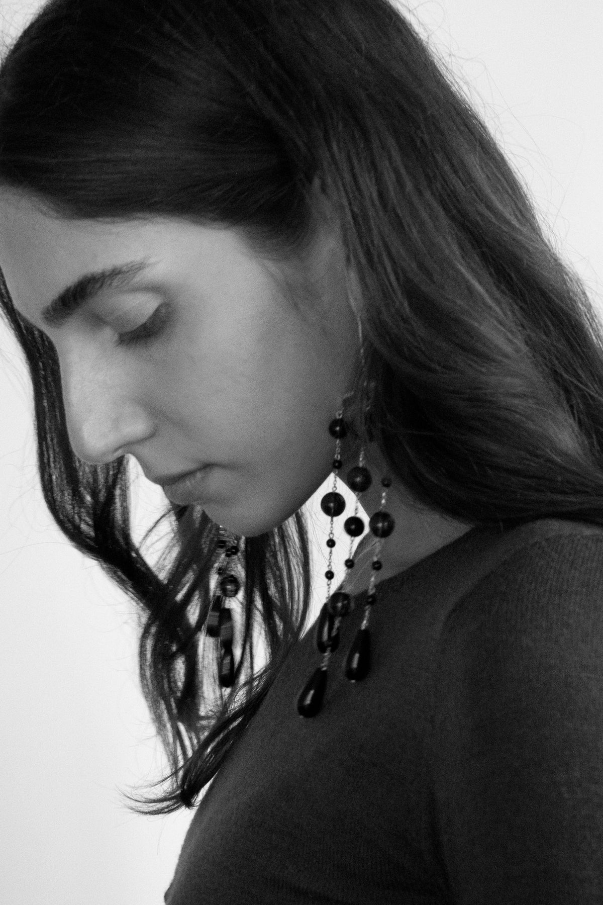 Mixed Onyx Chandelier Earrings