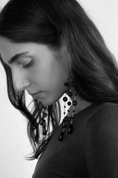 Mixed Onyx Chandelier Earrings