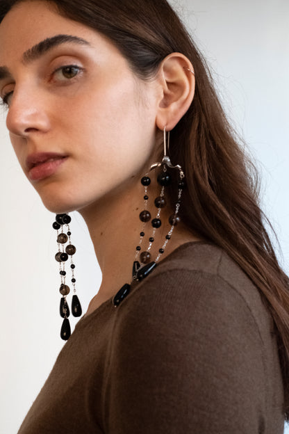 Mixed Onyx Chandelier Earrings