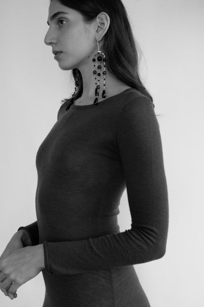 Mixed Onyx Chandelier Earrings