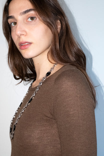 Onyx Sailor Mesh Chain Necklace