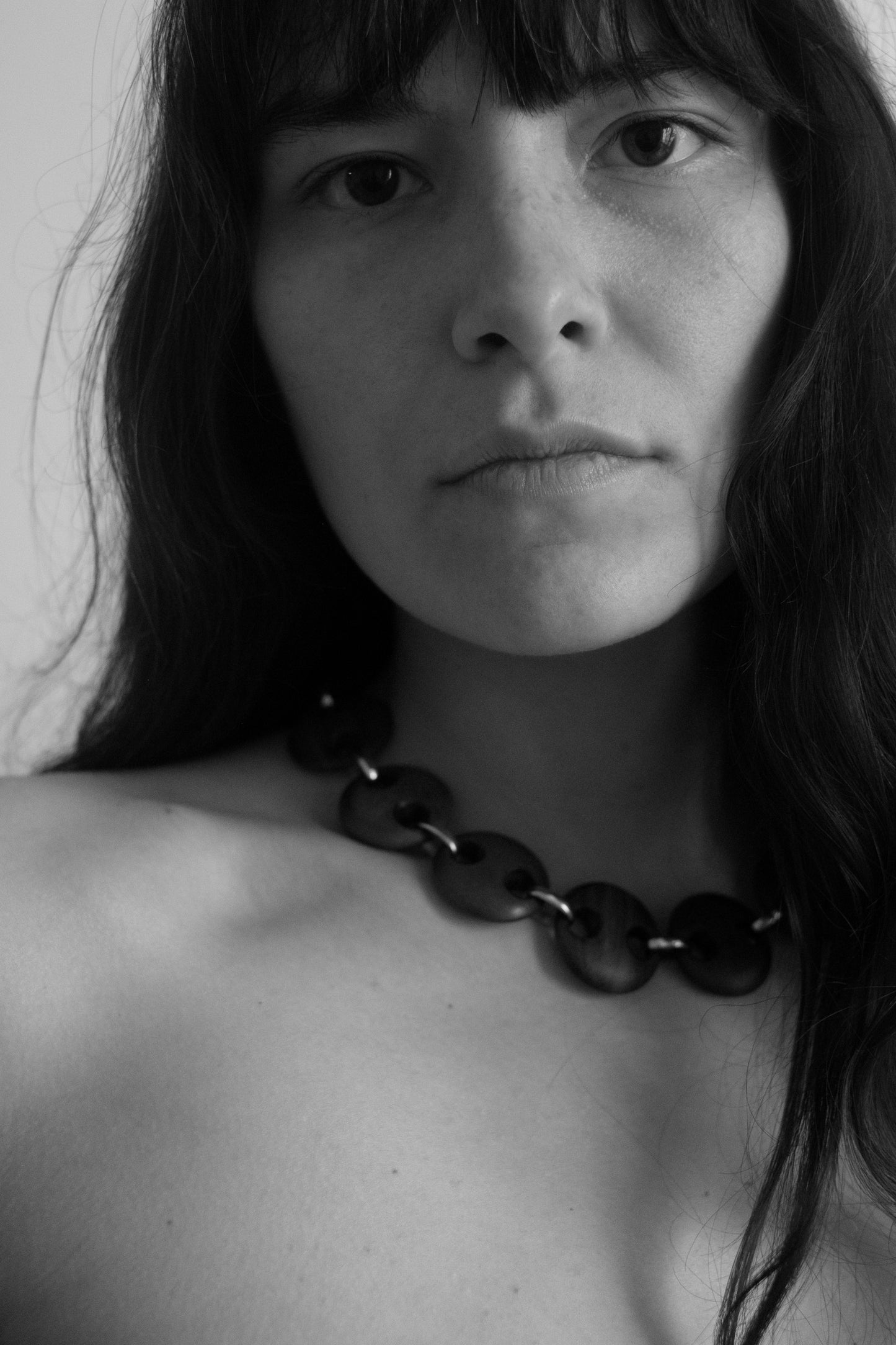 Circle Walnut Link Chain Necklace