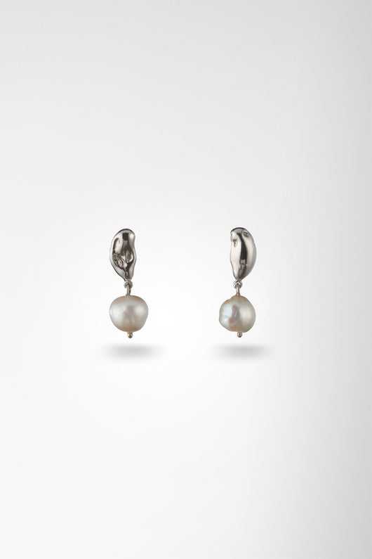 Pebble Studs with Pearl – Esra Dandin
