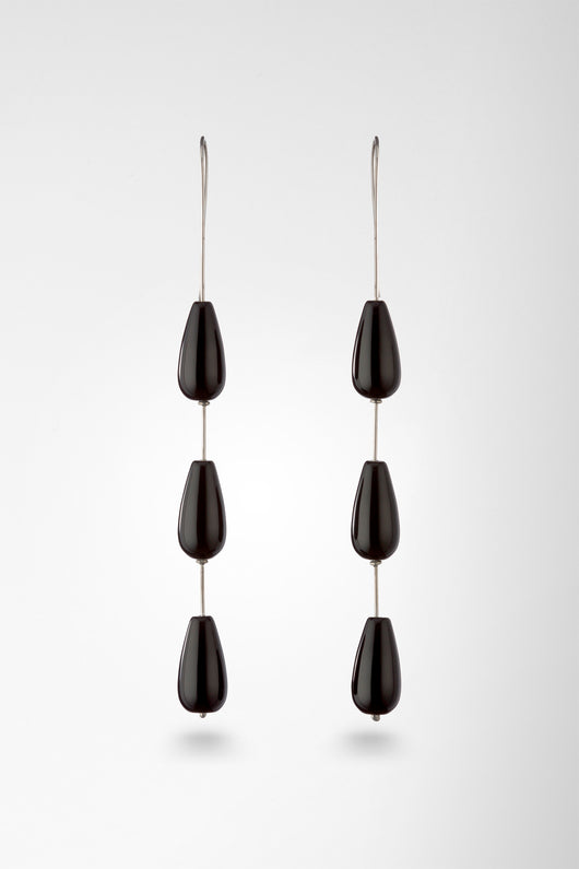 Triple Onyx Drop Earrings